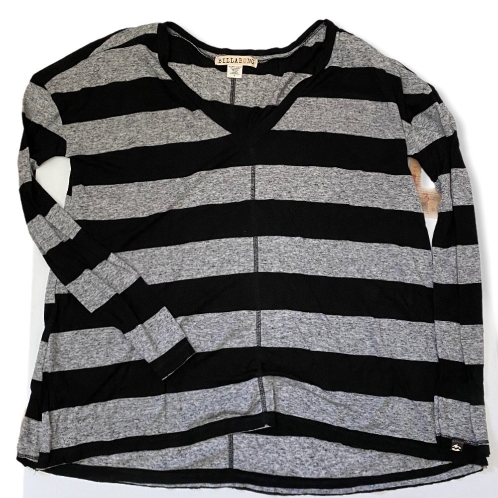 Billabong LS V-Neck Lightweight Stripe Top Sz Sm
